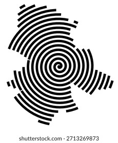 Symbolkarte der Stadt M. Plock (Polen) mit einer schwarzen Spirallinie