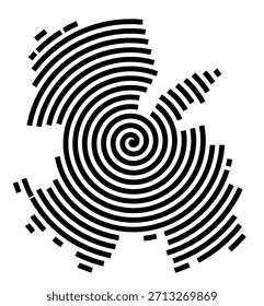 Symbol Map of the City M. Rybnik (Poland) showing the city with a black spiral line