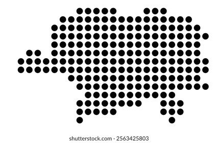 Symbol Map of the City M. Torun (Poland) showing the city with a pattern of just a few black dots