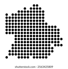 Symbol Map of the City M. Tychy (Poland) showing the city with a pattern of just a few black dots