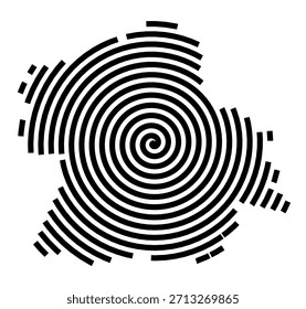 Symbol Map of the City M. Tychy (Poland) showing the city with a black spiral line