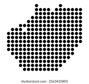 Symbol Map of the City M. Zamosc (Poland) showing the city with a pattern of just a few black dots