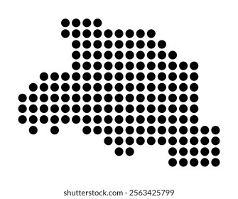 Symbol Map of the City M. Zory (Poland) showing the city with a pattern of just a few black dots