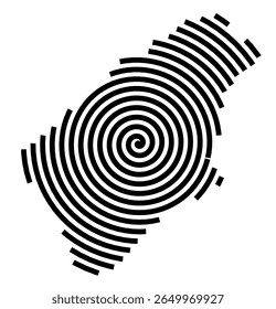 Symbol Map of the city Flörsheim am Main (Hessen, Germany) showing the city with a black spiral line