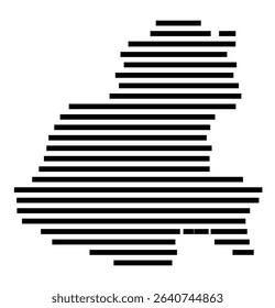 Symbol Map of the city Mainburg (Bayern, Germany) showing the area of the city with just a few black horizontal lines