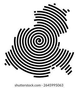 Mapa de símbolos da cidade Mainburg (Bayern, Germany) mostrando a cidade com uma linha espiral preta