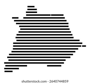 Symbol Map of the city Maisach (Bayern, Germany) showing the area of the city with just a few black horizontal lines