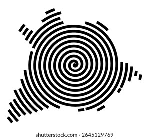 Mapa de símbolos da cidade Maisach (Bayern, Germany) mostrando a cidade com uma linha espiral preta