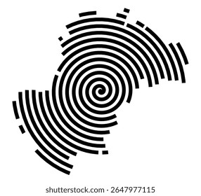 Symbol Map of the city Malente (Schleswig-Holstein, Germany) showing the city with a black spiral line