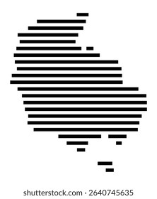 Symbol Map of the city Malsch (Baden-Württemberg, Germany) showing the area of the city with just a few black horizontal lines