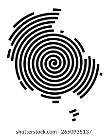 Symbol Map of the city Malsch (Baden-Württemberg, Germany) showing the city with a black spiral line