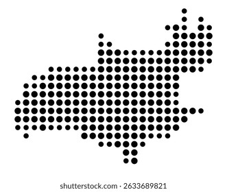 Symbol Map of the city Manching (Bayern, Germany) showing the city with a pattern of just a few black dots