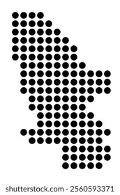 Symbol Map of the City Mannheim (Germany) showing the city with a pattern of just a few black dots