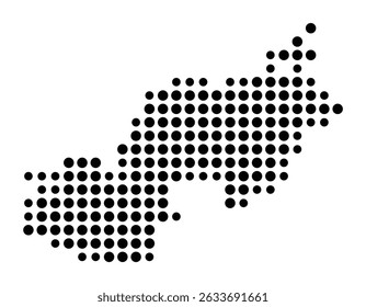 Symbol Map of the city Markdorf (Baden-Württemberg, Germany) showing the city with a pattern of just a few black dots