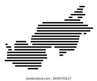 Symbol Map of the city Markdorf (Baden-Württemberg, Germany) showing the area of the city with just a few black horizontal lines