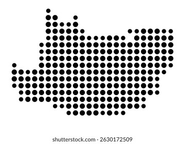 Symbol Map of the city Markkleeberg (Sachsen, Germany) showing the city with a pattern of just a few black dots