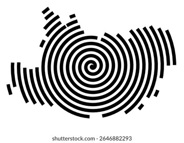 Symbol Map of the city Markkleeberg (Sachsen, Germany) showing the city with a black spiral line
