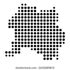 Symbol Map of the city Markt Schwaben (Bayern, Germany) showing the city with a pattern of just a few black dots
