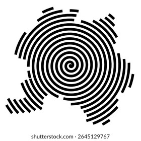 Symbol Map of the city Markt Schwaben (Bayern, Germany) showing the city with a black spiral line