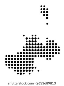 Symbol Map of the city Marktheidenfeld (Bayern, Germany) showing the city with a pattern of just a few black dots