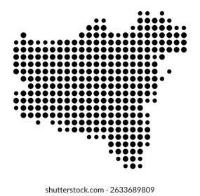 Symbol Map of the city Marktoberdorf (Bayern, Germany) showing the city with a pattern of just a few black dots