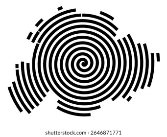 Mapa de símbolos da cidade Marktredwitz (Baviera, Alemanha) mostrando a cidade com uma linha espiral preta