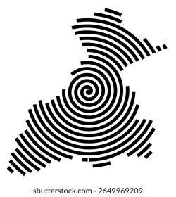 Symbol Map of the city Marsberg (Nordrhein-Westfalen, Germany) showing the city with a black spiral line