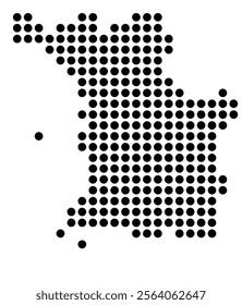 Symbol Map of the City Marseille (France) showing the city with a pattern of just a few black dots