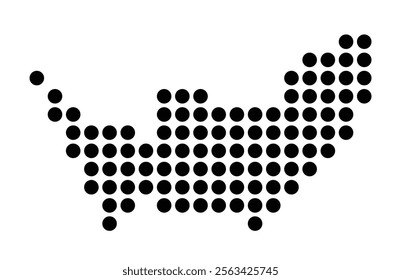 Symbol Map of the City Massama e Monte Abraao (Portugal) showing the city with a pattern of just a few black dots