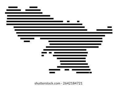 Symbol Map of the city Mayen (Rheinland-Pfalz, Germany) showing the area of the city with just a few black horizontal lines