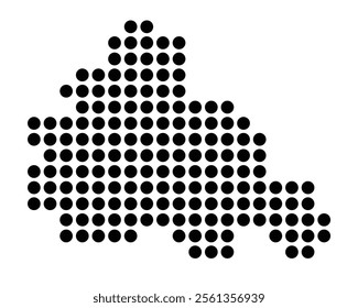 Symbol Map of the City Mechelen (Belgium) showing the city with a pattern of just a few black dots