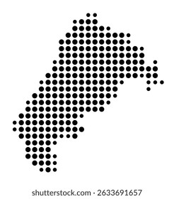 Symbol Map of the city Meckenbeuren (Baden-Württemberg, Germany) showing the city with a pattern of just a few black dots