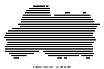 Symbol Map of the city Meinerzhagen (Nordrhein-Westfalen, Germany) showing the area of the city with just a few black horizontal lines