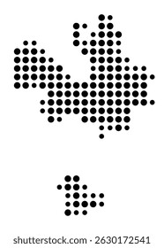 Symbol Map of the city Meiningen (Thüringen, Germany) showing the city with a pattern of just a few black dots