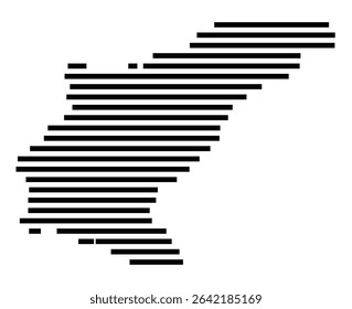 Symbol Map of the city Melsungen (Hessen, Germany) showing the area of the city with just a few black horizontal lines