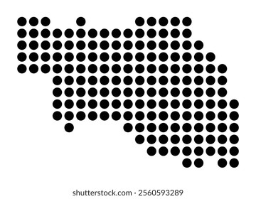 Symbol Map of the City Menden (Sauerland) (Germany) showing the city with a pattern of just a few black dots