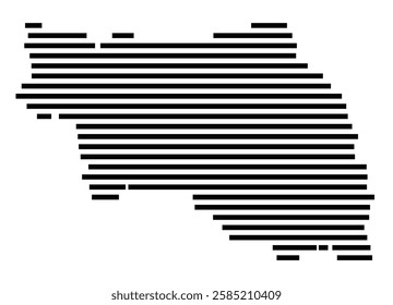 Symbol Map of the City Menden (Sauerland) (Germany) showing the city with just a few black horizontal lines