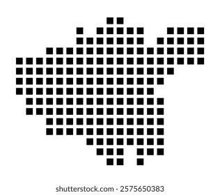 Symbol Map of the City Meppen (Germany) showing the city with a pattern of just a few black squares