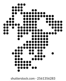 Symbol Map of the City Merida (Spain) showing the city with a pattern of just a few black dots