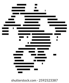 Symbol Map of the City Merida (Spain) showing the city with a few black horizontal lines