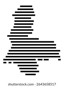 Symbol Map of the city Merzenich (Nordrhein-Westfalen, Germany) showing the area of the city with just a few black horizontal lines