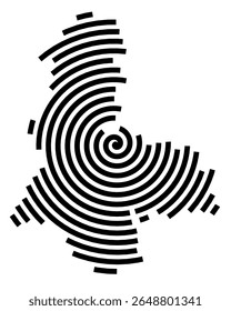 Symbol Map of the city Merzenich (Nordrhein-Westfalen, Germany) showing the city with a black spiral line