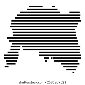 Symbol Map of the City Meschede (Germany) showing the city with just a few black horizontal lines