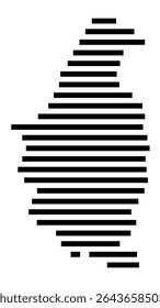 Symbol Map of the city Mettingen (Nordrhein-Westfalen, Germany) showing the area of the city with just a few black horizontal lines