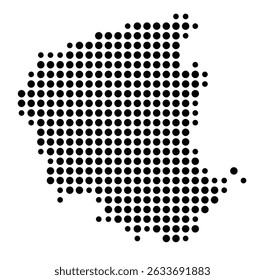 Symbol Map of the city Metzingen (Baden-Württemberg, Germany) showing the city with a pattern of just a few black dots