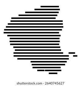 Symbol Map of the city Metzingen (Baden-Württemberg, Germany) showing the area of the city with just a few black horizontal lines