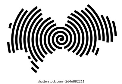 Symbol Map of the city Meuselwitz (Thüringen, Germany) showing the city with a black spiral line