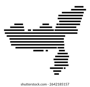 Symbol Map of the city Michelstadt (Hessen, Germany) showing the area of the city with just a few black horizontal lines