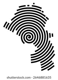 Symbol Map of the city Michendorf (Brandenburg, Germany) showing the city with a black spiral line