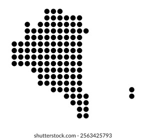 Symbol Map of the City Mielec (Poland) showing the city with a pattern of just a few black dots